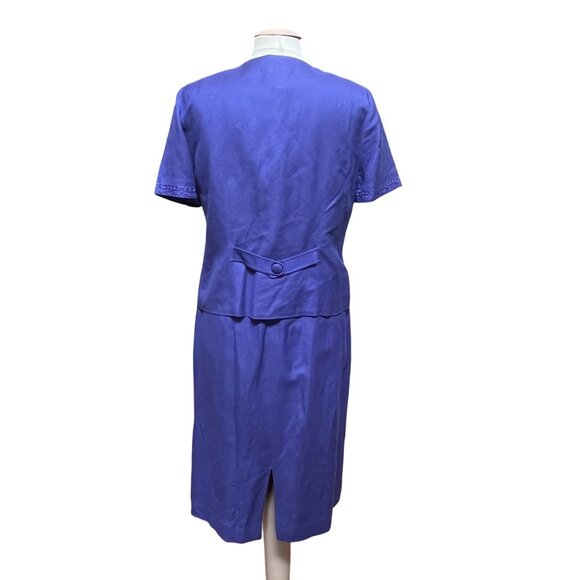 Coldwater Creek Purple Embroidered Linen Blend Suit Dress Jacket Set Size 10 - Picture 3 of 9